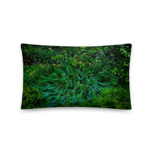 Rectangular pillow with the photograph of lush greenery