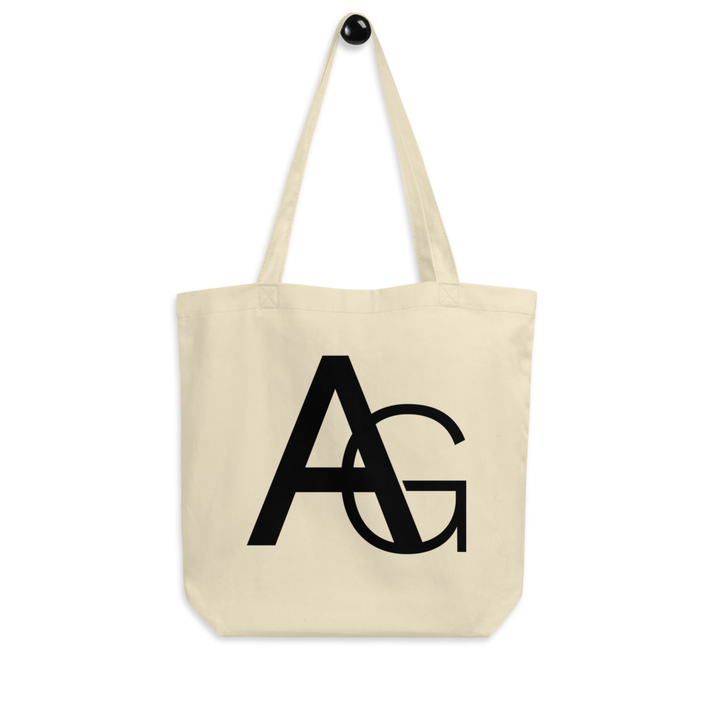 Medium beige tote bag with AG initials on front side