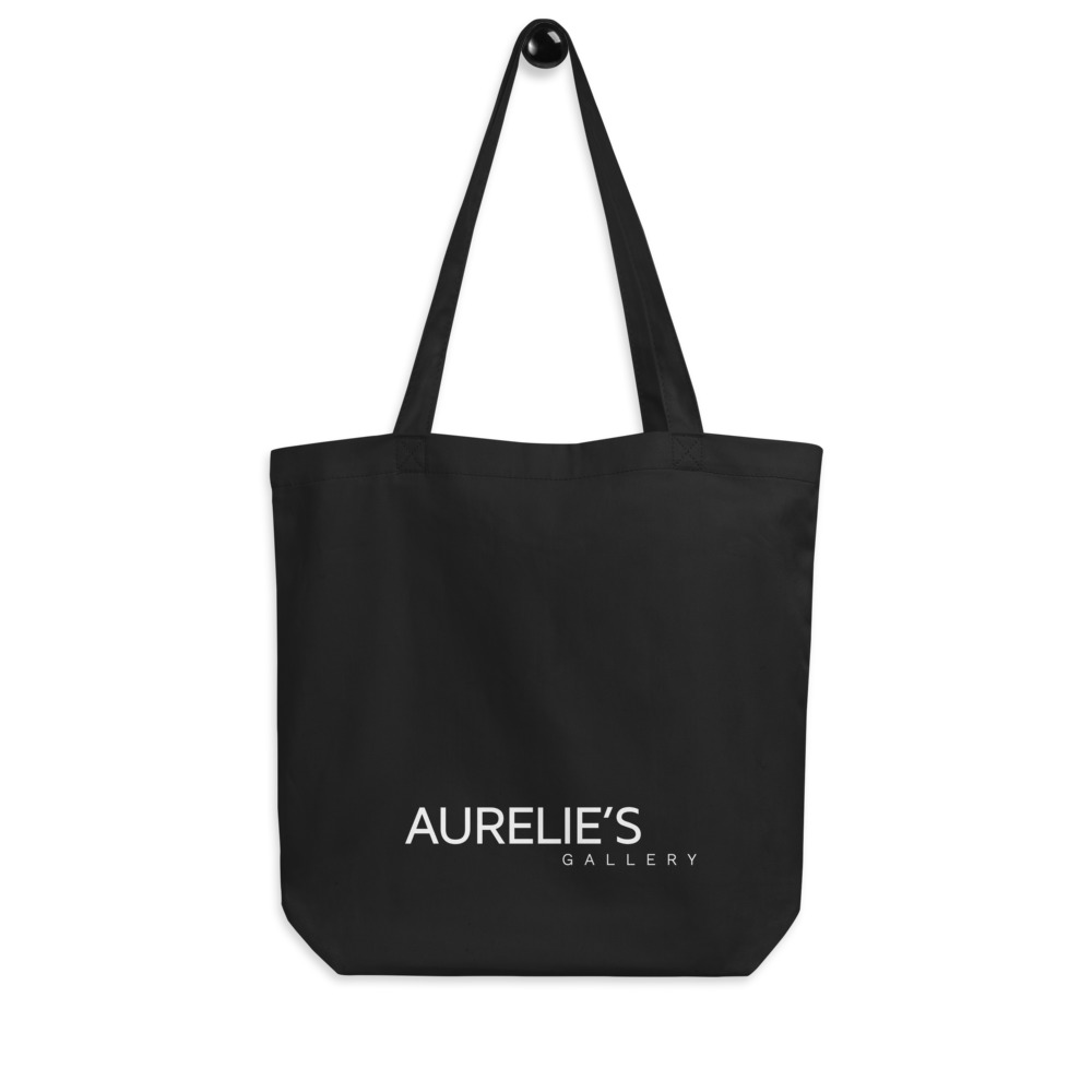 Medium size black tote bag with Aurelie's Gallery written on front side