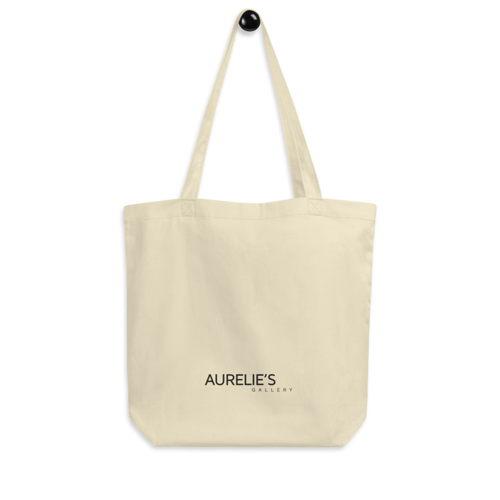 Medium beige tote bag with Aurelie's Gallery logo on front side