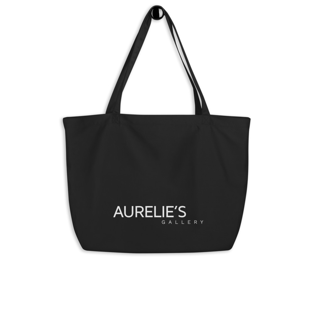 Large black tote bag with Aurelie's Gallery written on front side