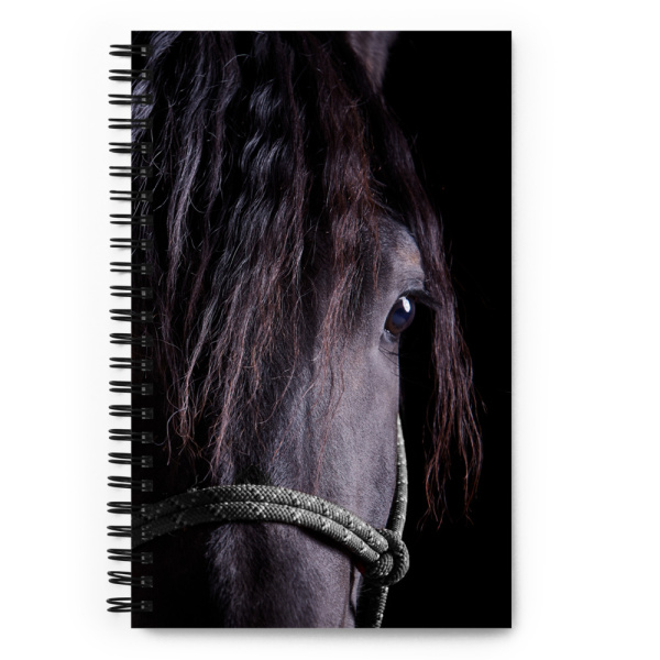 Spiral notebook with a portrait of a black horse