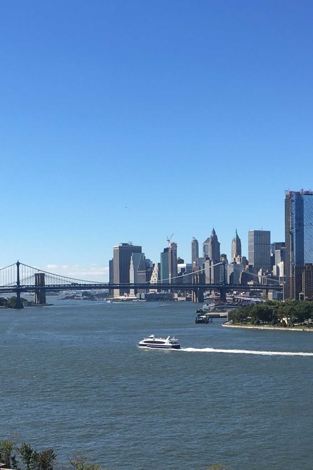 Manhattan skyline on a sunny day