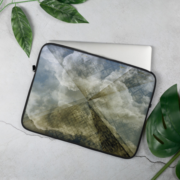 Laptop cover with the image of Reflections on Louvre's glass pyramid