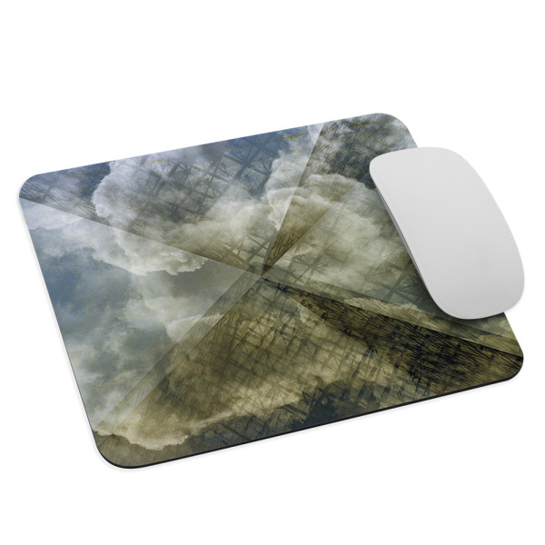 Mouse pad with a photograph of reflections on Louvre's glass pyramid
