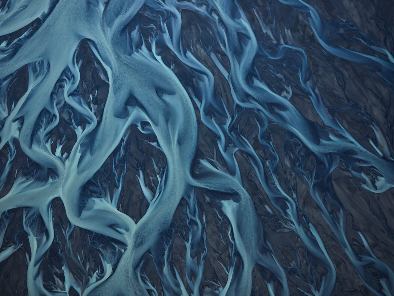 Aerial view of a river delta