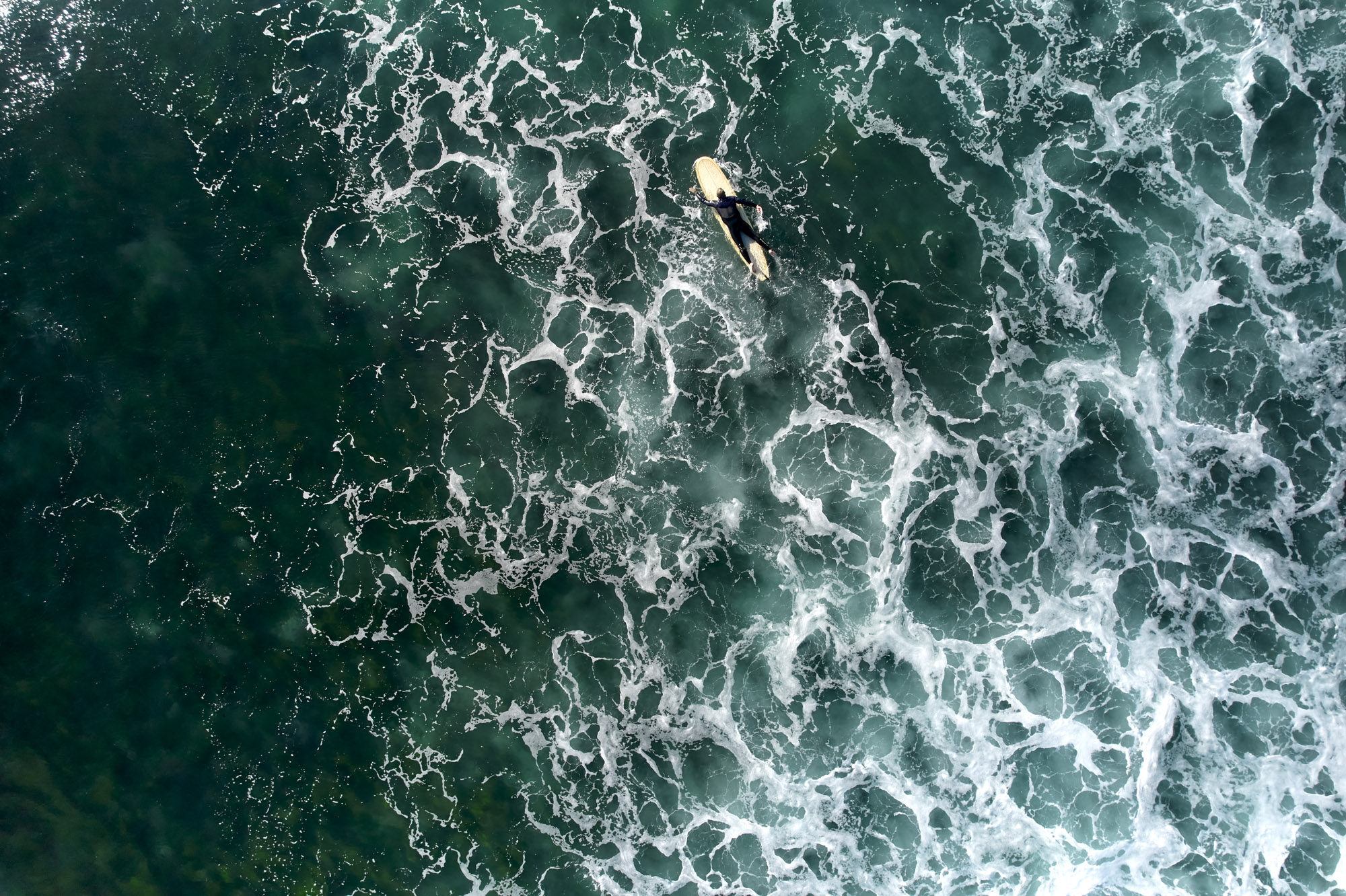 Limited edition print of an aerial photography of a surfer