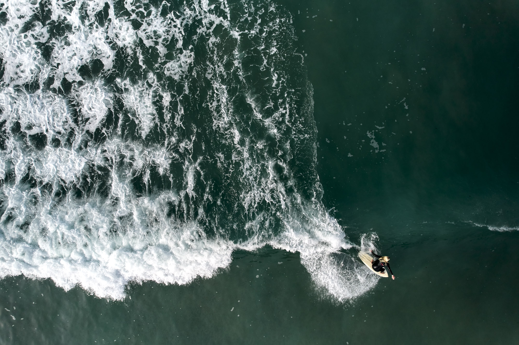 Limited edition print of an aerial photography of a surfer